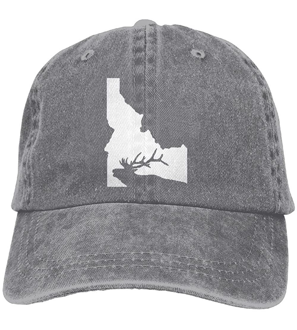 Baseball Caps Unisex Baseball Cap Denim Hat Idaho State Elk Adjustable Snapback Outdoor Sports Cap - Ash - CM18IGDZ87K $12.84