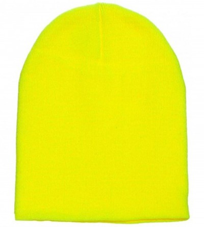 Skullies & Beanies Flexfit Yupoong Knit Beanie Cap - Safety Yellow - C218H9RX40O $8.34