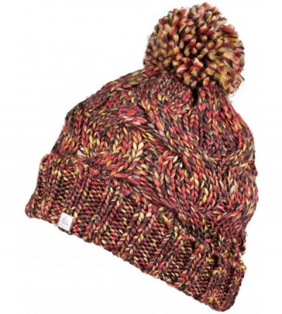 Skullies & Beanies Bobble Hat - Irish Knit Bobble Hat Winter Warm Thick - Magenta Multicolored - CD1854ICU6Y $18.85