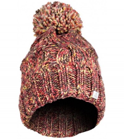 Skullies & Beanies Bobble Hat - Irish Knit Bobble Hat Winter Warm Thick - Magenta Multicolored - CD1854ICU6Y $18.85