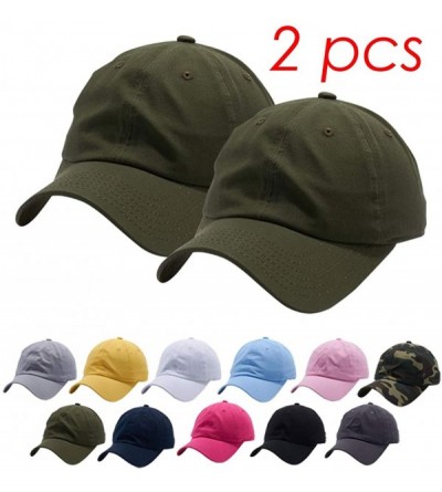 Baseball Caps Cotton Adjustable Baseball Classic Ballcap - Olive(2pcs) - C618UKSN4M9 $13.82