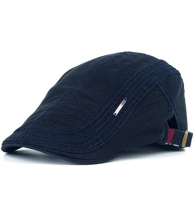 Newsboy Caps Mens Cotton Embroidery Painter Berets Caps Casual Outdoor Visor Forward Hat - Navy Blue - CX18I2YW63Q $19.98