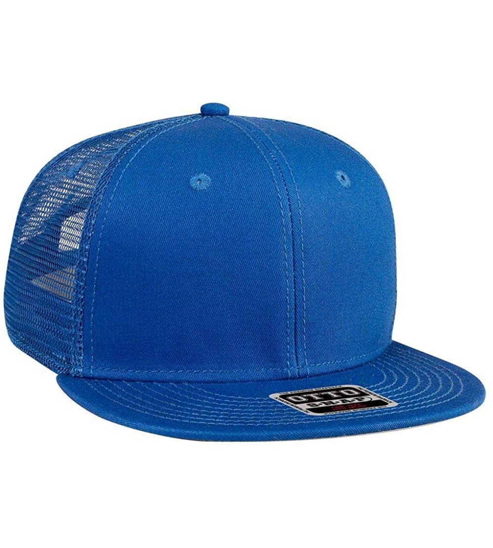 Baseball Caps SNAP Cotton Twill Round Flat Visor 6 Panel Mesh Back Trucker Snapback - Royal - CY180D5G7QE $10.96