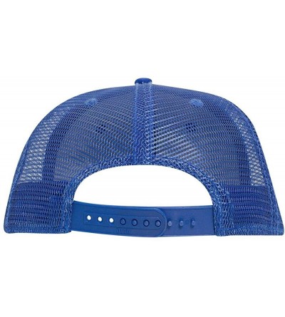 Baseball Caps SNAP Cotton Twill Round Flat Visor 6 Panel Mesh Back Trucker Snapback - Royal - CY180D5G7QE $10.96