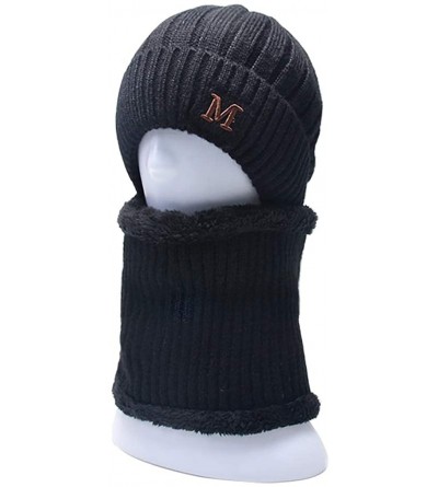 Skullies & Beanies Sleeve Cap Plush Thickened Windproof Knitted Wool Hat Neck Warmer Beanies for Men and Women in Winter - Kh...