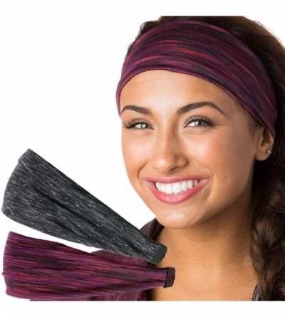 Headbands Adjustable & Stretchy Space Dye Xflex Wide Headbands for Women Girls & Teens - Black & Maroon Space Dye 2pk - C7182...