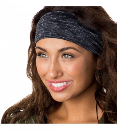 Headbands Adjustable & Stretchy Space Dye Xflex Wide Headbands for Women Girls & Teens - Black & Maroon Space Dye 2pk - C7182...