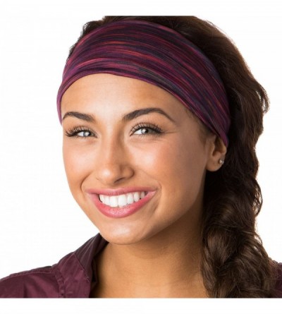 Headbands Adjustable & Stretchy Space Dye Xflex Wide Headbands for Women Girls & Teens - Black & Maroon Space Dye 2pk - C7182...