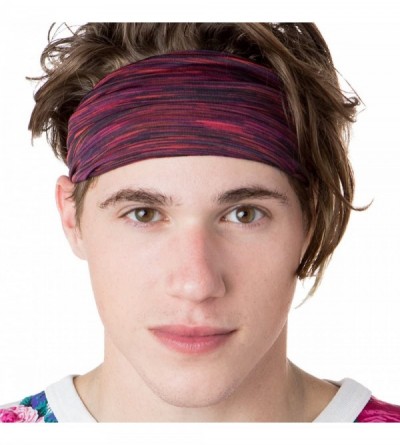 Headbands Adjustable & Stretchy Space Dye Xflex Wide Headbands for Women Girls & Teens - Black & Maroon Space Dye 2pk - C7182...
