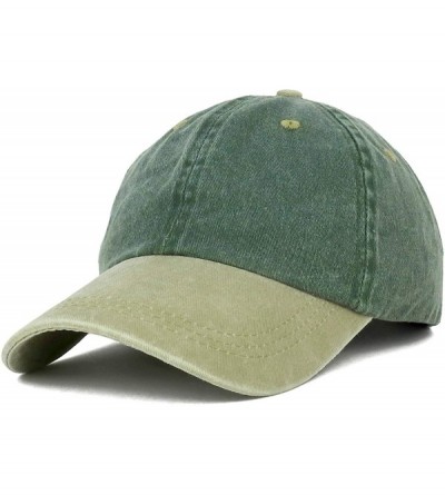 Baseball Caps Low Profile Unstructured Pigment Dyed Two Tone Baseball Cap - Spruce Khaki - CV18KQA04WT $8.88