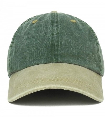 Baseball Caps Low Profile Unstructured Pigment Dyed Two Tone Baseball Cap - Spruce Khaki - CV18KQA04WT $8.88