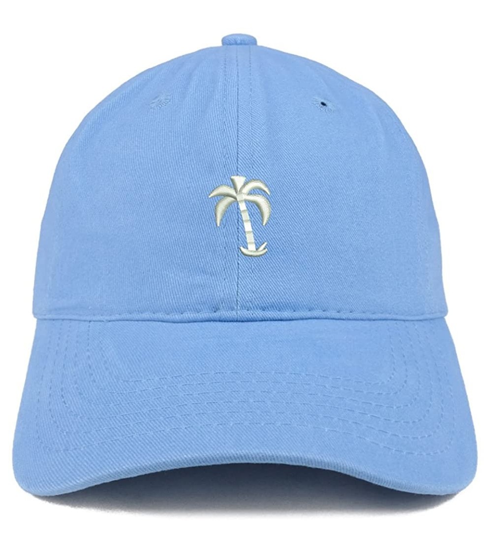 Baseball Caps Palm Tree Embroidered Soft Low Profile Adjustable Cotton Cap - Carolina Blue - C2185HQ9KUH $16.23