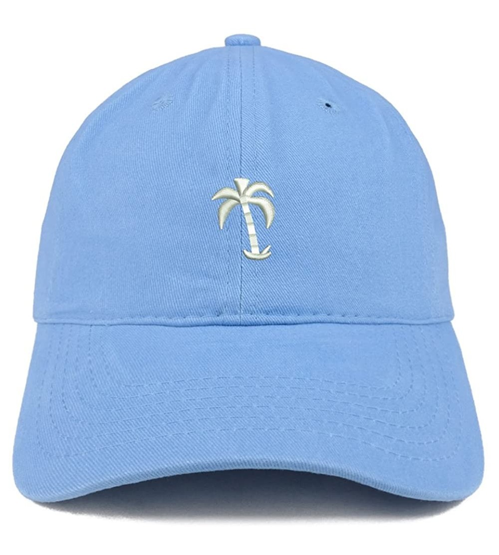 Baseball Caps Palm Tree Embroidered Soft Low Profile Adjustable Cotton Cap - Carolina Blue - C2185HQ9KUH $16.23