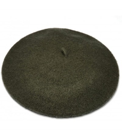 Berets Women's Solid Color Classic French Style Beret Beanie Hat - Amy Green - CC12MXS592H $8.92