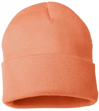 Skullies & Beanies SP12 - 12 Inch Solid Knit Beanie - Melon - CI12EGZADFR $8.43