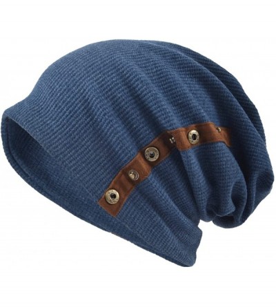 Skullies & Beanies Men's Oversize Slouch Beanie Slouchy Skullcap Large Baggy Hat - Button-navy - C818GI966WS $15.21