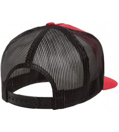 Baseball Caps Yupoong 6006 Flatbill Trucker Mesh Snapback Hat with NoSweat Hat Liner - Red/Black - C818O88QK88 $11.43