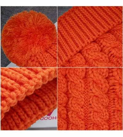 Skullies & Beanies Women's Winter Beanie Warm Fleece Lining - Thick Slouchy Cable Knit Skull Hat Ski Cap - Orange - C71927O8M...