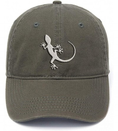 Baseball Caps Unisex Baseball Cap-Lizard Flock Printing Washed Cotton Adjustable Twill Low Profile Plain Hats - Military - CQ...