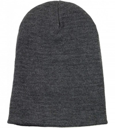 Skullies & Beanies Cuff Beanie Cap/Made in USA Knit Skull Long Beanie Plain Ski Hat - Dark Grey - CW12I1ZA0P1 $9.11