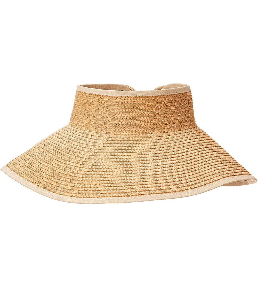 Visors Women's Wide Brim Straw Sun Visor - Tan - C818WQZOGW9 $11.93