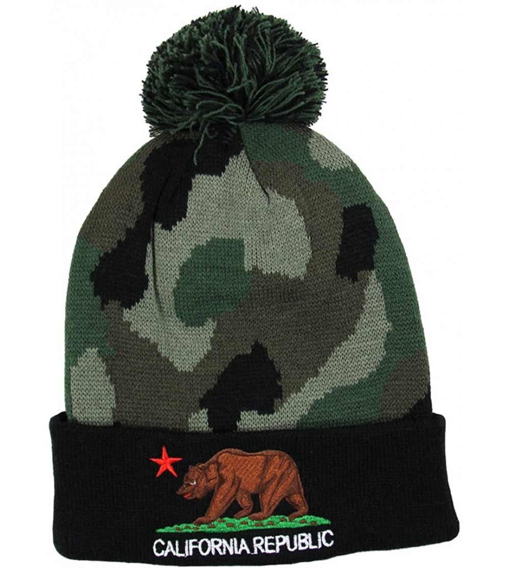 Skullies & Beanies California Republic Beanie with Pom Pom (Camo)-More Colors - Camo - CS128BB20LD $13.60