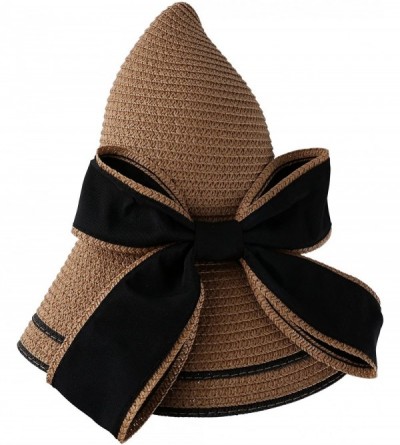 Sun Hats Ladies Women Bucket Straw Hat Bowknot Panama Summer Beach Sun Hat - Tan - CE183L6GNOA $17.82
