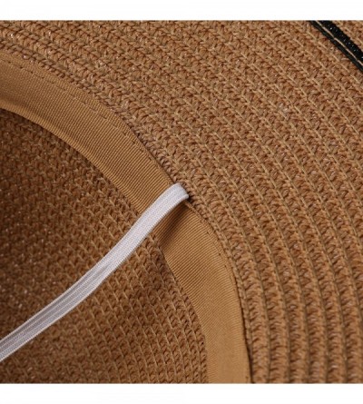 Sun Hats Ladies Women Bucket Straw Hat Bowknot Panama Summer Beach Sun Hat - Tan - CE183L6GNOA $17.82