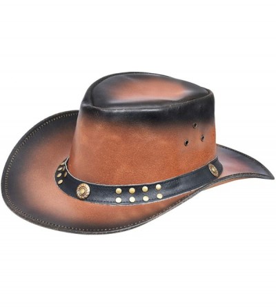 Cowboy Hats Australian Smoke Western Style Cowboy Outback Real Leather Aussie Bush Hat - CE18X87T5M3 $87.76