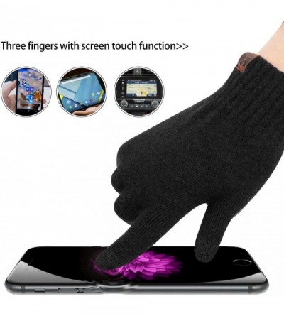 Skullies & Beanies Winter Thick Beanie Hat Scarf Touch Screen Gloves Set Fit for Men Women - B - Black - C2192K75ZSR $11.57