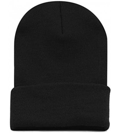 Skullies & Beanies Cuff Beanie Cap/Made in USA Knit Skull Long Beanie Plain Ski Hat - Black - CE12I1ZABTB $8.87