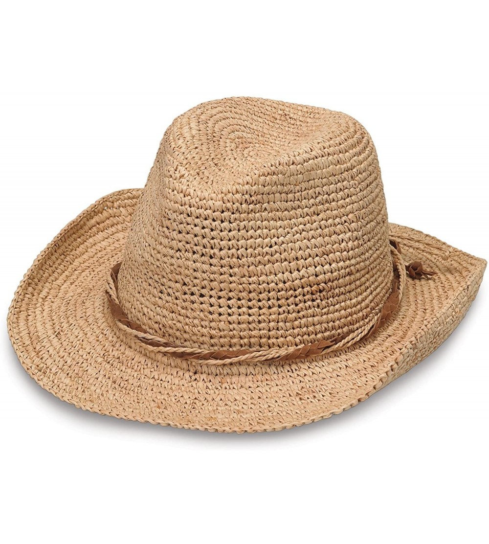 Sun Hats Women's Hailey Cowboy Hat - Raffia- Modern Cowboy- Designed in Australia - Natural - C412NA376IV $59.45