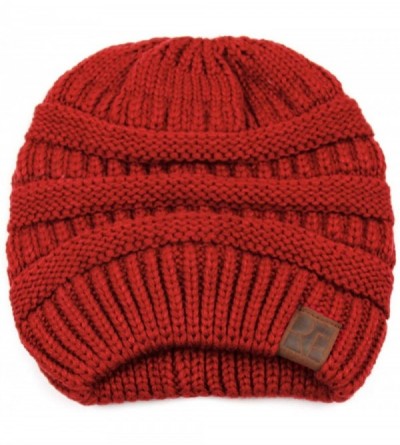 Skullies & Beanies Classic Cable Knit Beanie Detachable - Plain - Burgundy - C718XAYXOWR $11.98