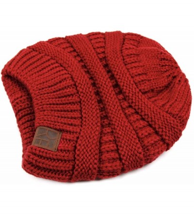 Skullies & Beanies Classic Cable Knit Beanie Detachable - Plain - Burgundy - C718XAYXOWR $11.98