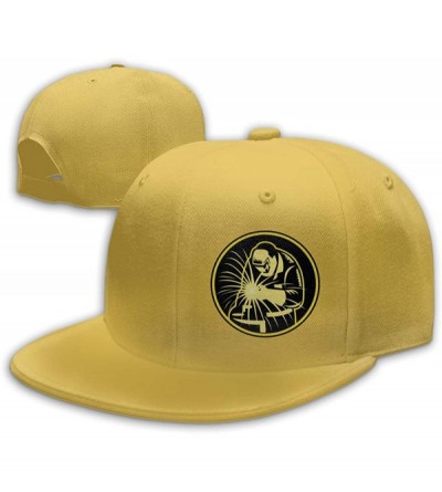 Baseball Caps Yellow Welder Welding Mens Snapback Flat Bill Baseball Cap Adjustable - Yellow - CW18Q82IU8Y $10.61