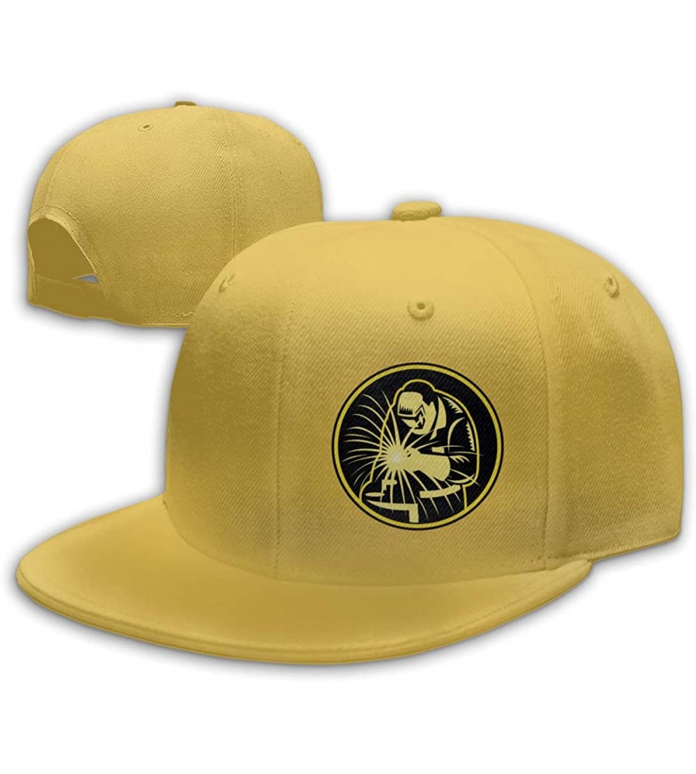 Baseball Caps Yellow Welder Welding Mens Snapback Flat Bill Baseball Cap Adjustable - Yellow - CW18Q82IU8Y $10.61