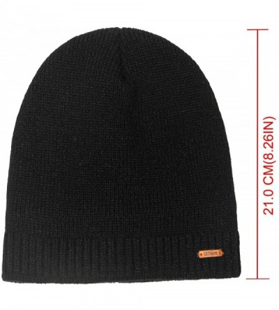 Skullies & Beanies Fleece Lined Beanie Hat Mens Winter Solid Color Warm Knit Ski Skull Cap - Black - CX186HKYZS9 $11.77