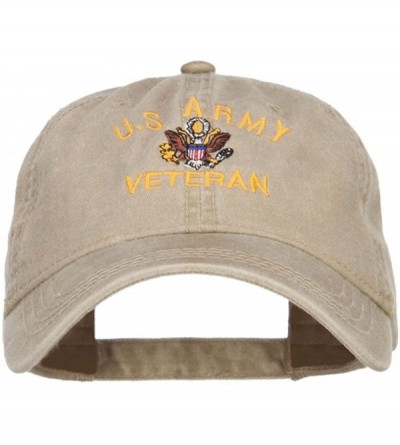 Baseball Caps US Army Veteran Military Embroidered Washed Cap - Khaki - CH17Y0DSOZG $50.90