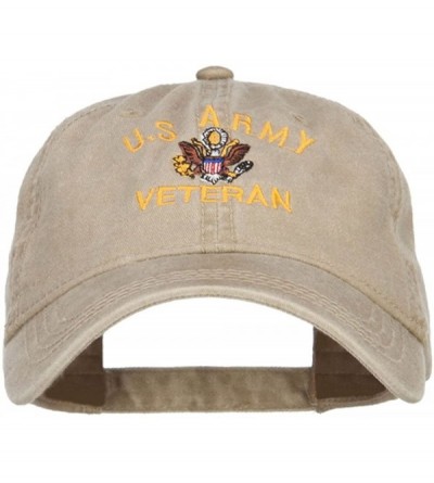 Baseball Caps US Army Veteran Military Embroidered Washed Cap - Khaki - CH17Y0DSOZG $29.69