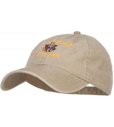 Baseball Caps US Army Veteran Military Embroidered Washed Cap - Khaki - CH17Y0DSOZG $29.69
