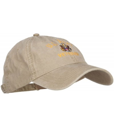 Baseball Caps US Army Veteran Military Embroidered Washed Cap - Khaki - CH17Y0DSOZG $29.69