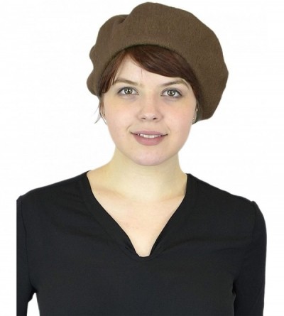 Berets Women's Artist Beret Soft Wool Classic Style Beanie Hat Cap - Brown - CZ1258LHB8B $9.98