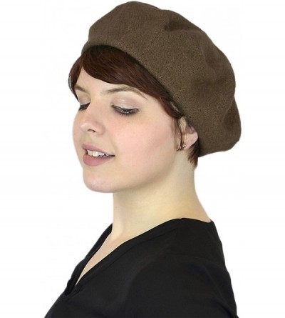 Berets Women's Artist Beret Soft Wool Classic Style Beanie Hat Cap - Brown - CZ1258LHB8B $9.98