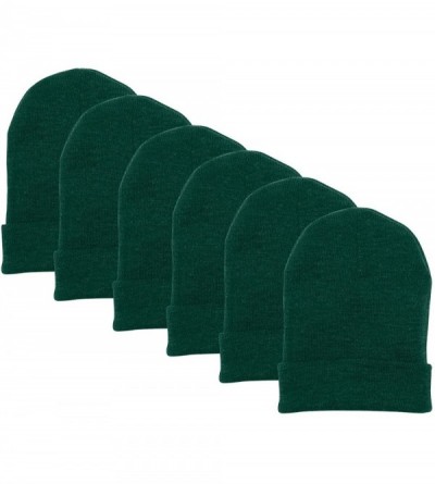 Skullies & Beanies Men's Knit Beanie with Cuff (6 Pack) - Forest Green - CN18GZC3OU4 $13.77