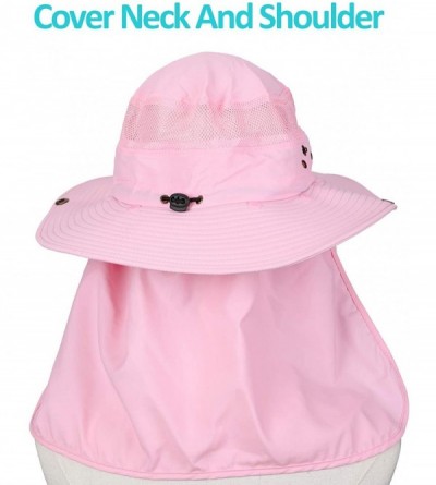 Sun Hats Sun Protection Hat Wide Brim Detachable Neck Face Flap Men & Women UPF 50+ - Pink - C7198XHNC39 $14.94