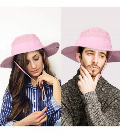 Sun Hats Sun Protection Hat Wide Brim Detachable Neck Face Flap Men & Women UPF 50+ - Pink - C7198XHNC39 $14.94