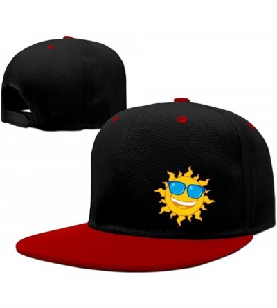 Skullies & Beanies Summer Sun Wearing Sunglasses Solid Flat Bill Snapback Baseball Cap Hip Hop Unisex Custom Hat. - Red - CR1...