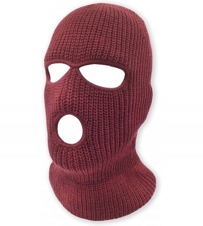 Balaclavas 3 Hole Beanie Face Mask Ski - Warm Double Thermal Knitted - Men and Women - Maroon - C318KNZMYIY $9.66
