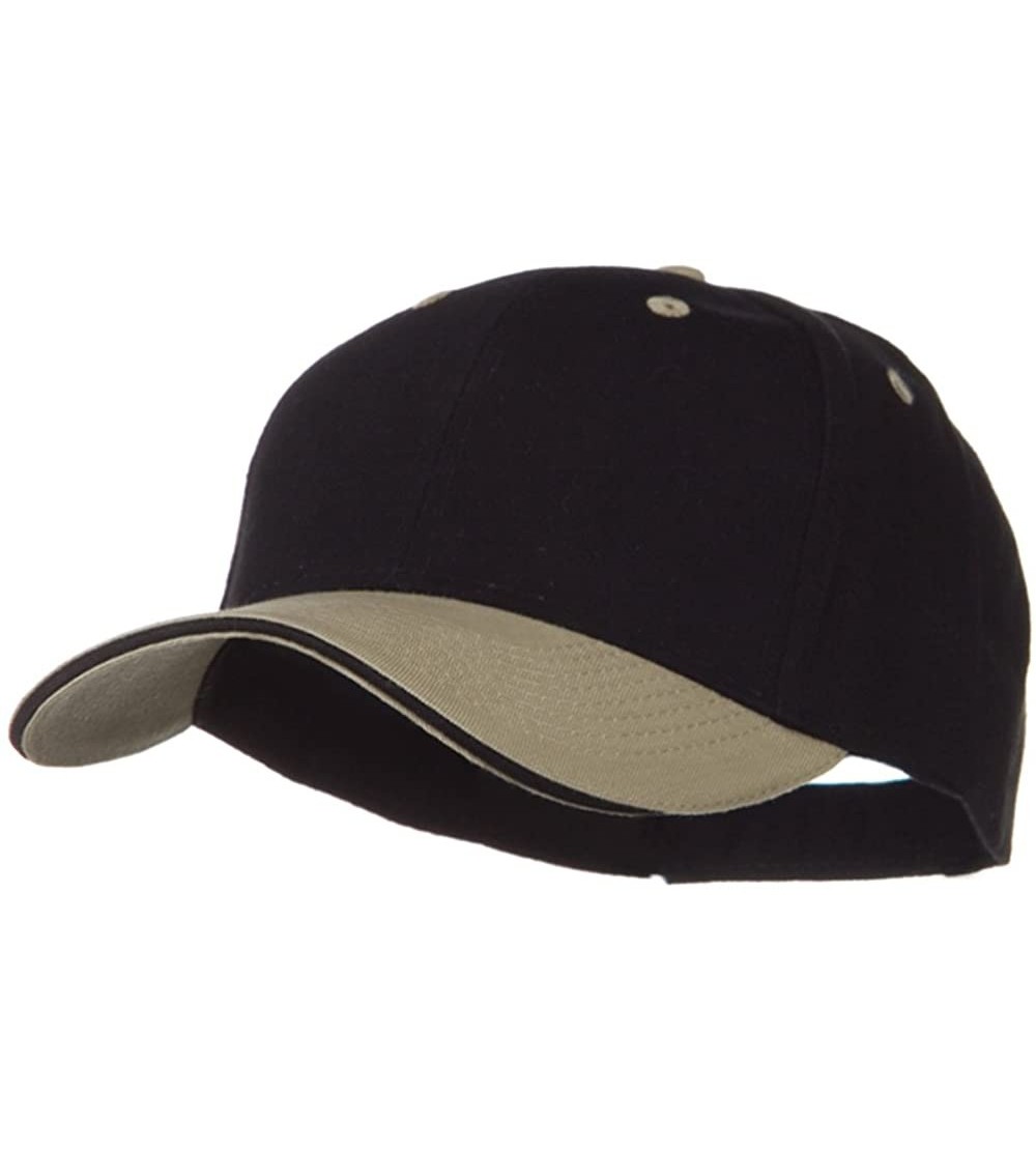 Baseball Caps 2 Tone Brushed Twill Sandwich Cap - Khaki Black - CO11VZ3OQGR $18.65