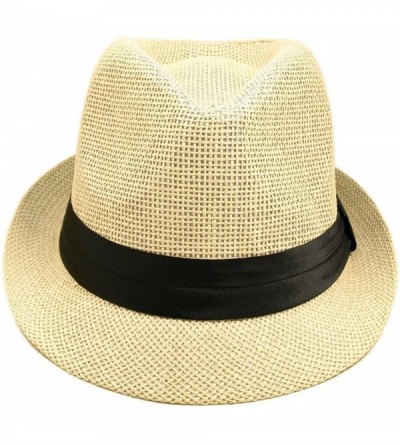 Fedoras Classic Natural Fedora Straw Hat with Black Color Band - CI11076FX0B $13.79